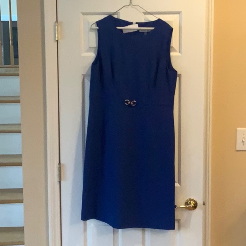 Kasper Blue Sheath Midi Dress for Work